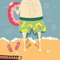 Cute funny summer illustration. A man on vacation.