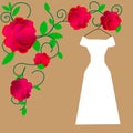 Web. Bride in beautiful wedding dress vector illustration