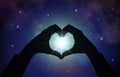 Magical love healing universal energy, heart hands