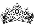 Graphic black and white crown with royal lily and diamonds vector