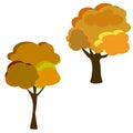 Autumn Tree With Falling Leaves on White Background. Elegant Design with Text Space and Ideal Balanced Colors.