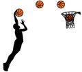 Visual drawing basketball sport and jumper at fast of speed on stadium , colorful beautiful design style on white background