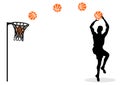Web Basketball. The player in a jump. With a ball. Graphics. The Silhouette. Royalty Free Stock Photo