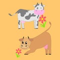 Cow set. different mood, different colors. A calf and a bull in the set as well Royalty Free Stock Photo