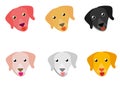 Web Flat style dog head icons. Cartoon dogs faces set. Vector illustration isolated on white Royalty Free Stock Photo