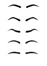 Web Eyebrow shapes. Various types of eyebrows. Classic type and other. Trimming. Vector illustration with different thickness of b Royalty Free Stock Photo