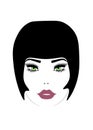 Web illustration of women bun hair style icon, logo women face on white background, Royalty Free Stock Photo