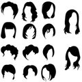 Web Hand drawn set of different women s hair styles.