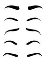 Web Eyebrow shapes. Various types of eyebrows. Classic type and other. Trimming. Vector illustration Royalty Free Stock Photo