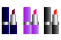 Web Realistic Lipstick Set Vector. Black, Gold And Silver Tubes.