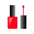 Web Bottle Of Red Nail Polish Female Cosmetic Vector.