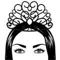 Web Tribal Fusion Boho Diva. Beautiful Asian divine girl with ornate crown, kokoshnik inspired. Bohemian goddess.