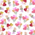 Watercolor pattern with hearts