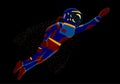 Astronaut flies like a superman, vector illustration