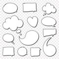 Set of cute speech bubble with text in doodle style. Royalty Free Stock Photo