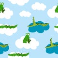 Crocodile pattern design with several alligators Royalty Free Stock Photo