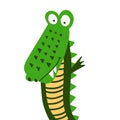 Cute Crocodile print design- funny hand drawn doodle, cartoon alligator.