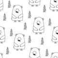 Bear pattern design with pine tree. Royalty Free Stock Photo