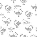 Lovely birds pattern design with clouds