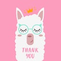 A pretty Lama with glasses that say`thank you.` Royalty Free Stock Photo