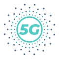 5g wireless mobile internet standard flat emblem