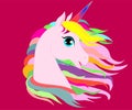 Web White Unicorn vector illustration for children design. Rainbow hair. Isolated. Cute fantasy animal. Royalty Free Stock Photo