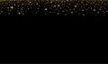 Gold falling stars and circles confetti isolated on black background. Royalty Free Stock Photo