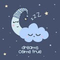 Dreams come true - cute moon decoration. Royalty Free Stock Photo
