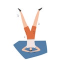 Yoga pose supported headstand or salamba sirsasana vector. Flat modern vector illustration of yoga pose. Hand drawn illustration Royalty Free Stock Photo