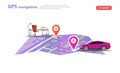 GPS navigation, point location on a city map Royalty Free Stock Photo