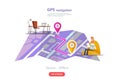 GPS navigation, point location on a city map Royalty Free Stock Photo