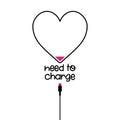 Need to charge - Low battery HEART vector funny draw