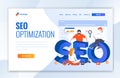 Landing page template of SEO Optimization. Modern flat design concept of web page design for website and mobile website - Vector Royalty Free Stock Photo