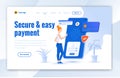 Secure and easy payment landing page design. Modern online payment landing page design - Vector