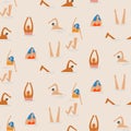 Swimmimg people seamless pattern on light background. Flat vector illustration