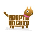 Adopta un Gato, Adopt a Cat spanish text Vector cat shape vector, pet adoption.