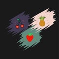 Vector illustration with isolated colorful fruit symbols.