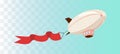 Airship with ribbon banner. Royalty Free Stock Photo