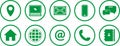 Set of green icons. communications icons. contact us icons