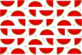 Summer seamless pattern of slices of ripe watermelon