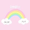 Rainbow with two cute clouds - cute rainbow decoration.