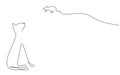 Cat play with mouse toy, domestic animal one line drawing vector Royalty Free Stock Photo