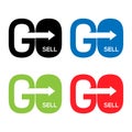 Go sell stock icons. Colorful set icon. label. vector