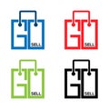 Go sell stock icons. Colorful set icon. label. vector