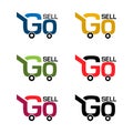 Go sell stock icons. Colorful set icon. label. vector