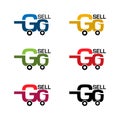 Go sell stock icons. Colorful set icon. label. vector Royalty Free Stock Photo