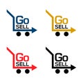 Go sell stock icons. Colorful set icon. label. vector