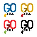 Go sell stock icons. Colorful set icon. label. vector