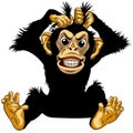 Sitting angry cartoon chimp