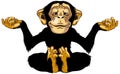 Cartoon chimp in meditation